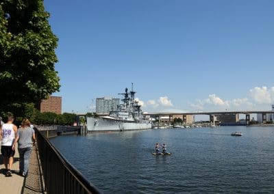 buffalo, ny waterfront with boat