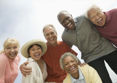 seniors laughing together outside